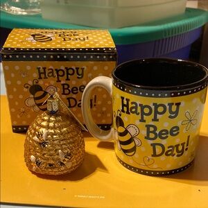 Happy Bee Day Mug and Ornament Set